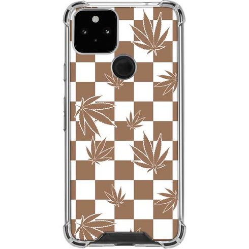 Marijuana Brown Checkered Google Pixel 5 Clear Case